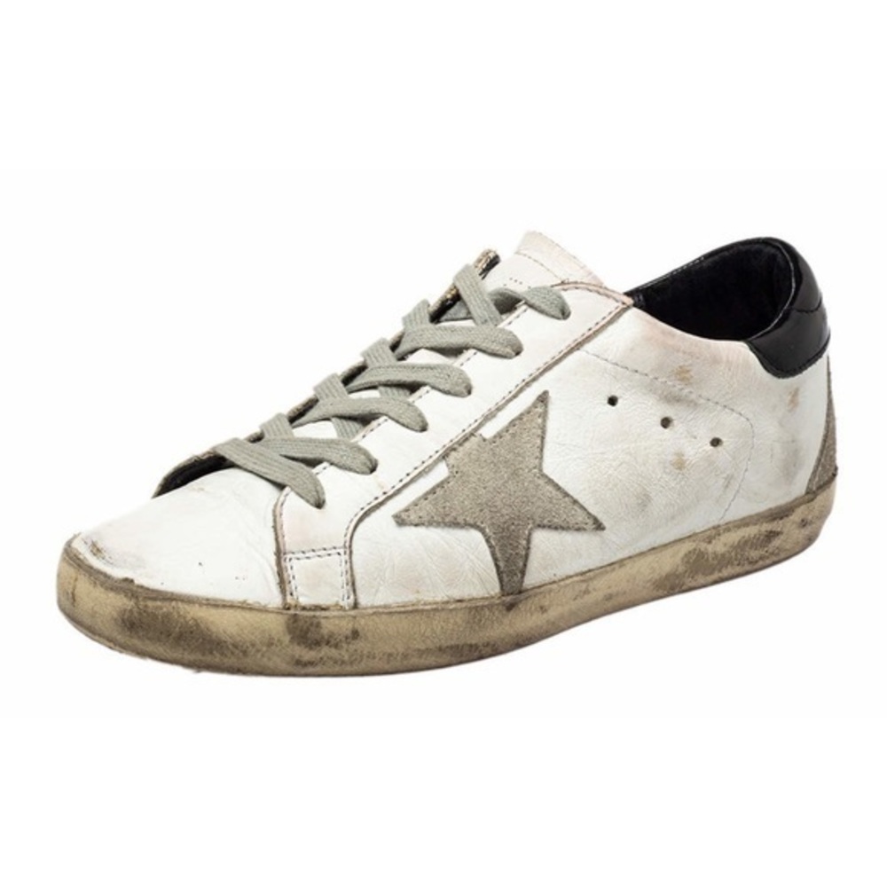Golden Goose GGDB White Leather And Suede Superstar Low Top Sneakers Size 38